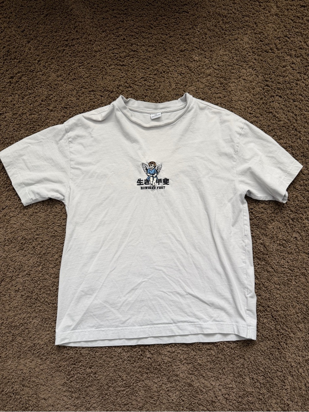 Cotton On Men's M White Boxy Fit Angel Graphic Logo Crew Neck T-Shirt Cotton